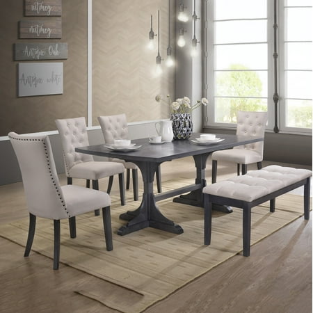 Best Quality Furniture Modern Design 6pc Dining Set with bench (Best Great Room Designs)