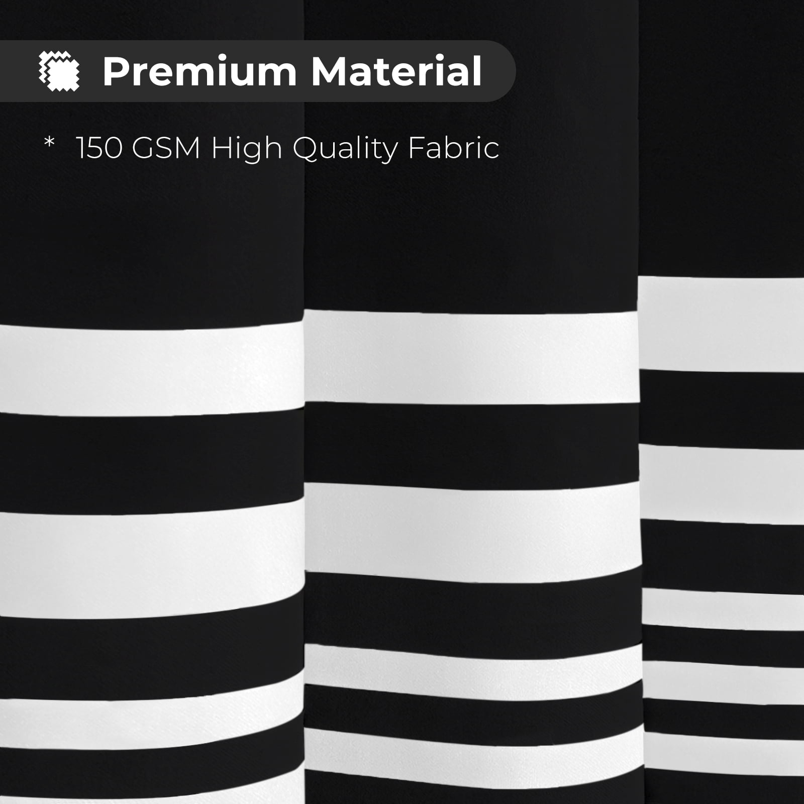 Seasonwood Black and White Shower Curtain Striped with Tassel Modern Bathroom Curtains, Fabric, Waterproof 72x72 inch