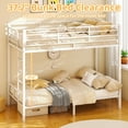 thumbnail image 4 of Zimtown Twin over Twin Steel Bunk Beds Frame,14.8" Height Guardrail, Bedroom Dorm Room for Kids Adult Children, White, 4 of 10