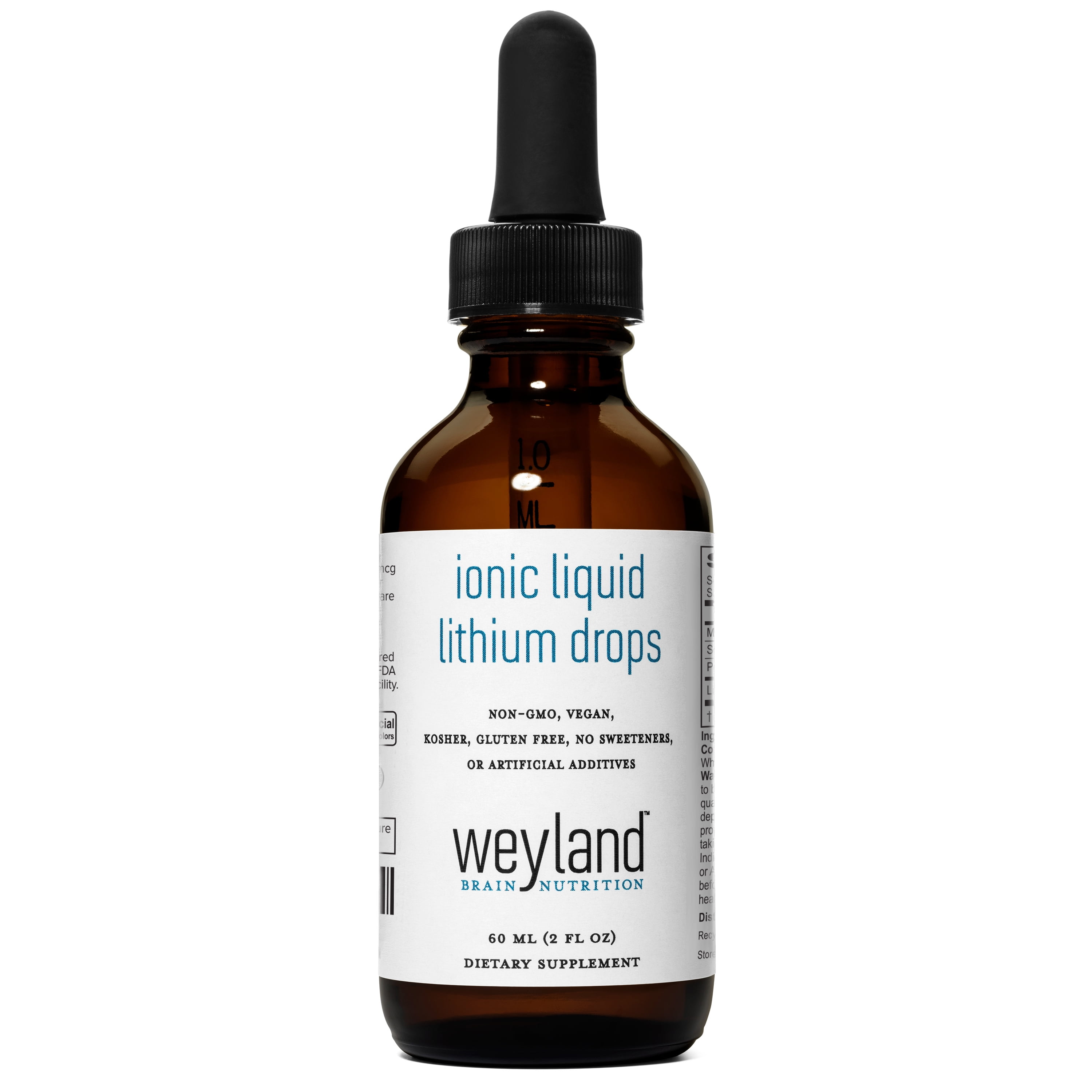 Weyland Brain Nutrition - Ionic Liquid Lithium Drops 500mcg, 60ml (60 Servings), Mood Support & Brain Health Supplement