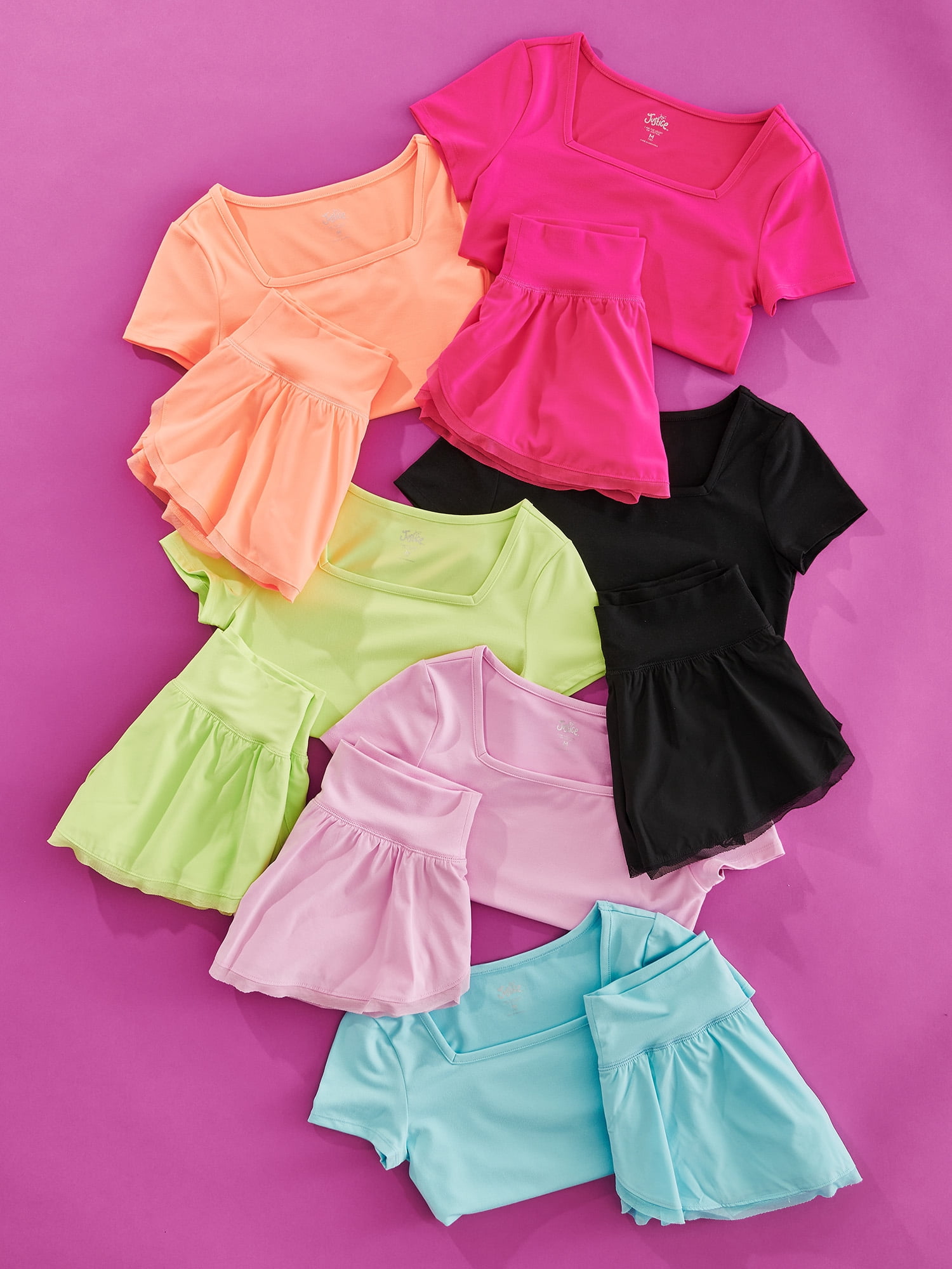Justice Girls Mesh Hem Tulip Short Set, Sizes XS - XLP