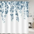 thumbnail image 3 of Shower Curtain Blue Eucalyptus Shower Curtains for Bathroom, Watercolor Plant Leaves Shower Curtain Set with Hooks, Rustic Fabric Cloth Bathroom Curtains, 72X72in, 3 of 5
