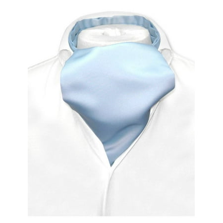 Ascot Tie - Vesuvio Napoli ASCOT Solid BABY BLUE Color Cravat Men's Neck Tie