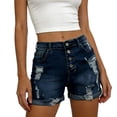 thumbnail image 2 of Jsaierl Women's Jean Shorts High Waisted Distressed Ripped Washed Summer Straight Leg Petite Trendy Bermuda Denim Shorts, 2 of 5