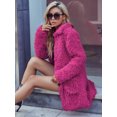 thumbnail image 3 of Eilly Bazar Purple Teddy Coat for Women Long Sleeve Female Mid Length Coat S, 3 of 5