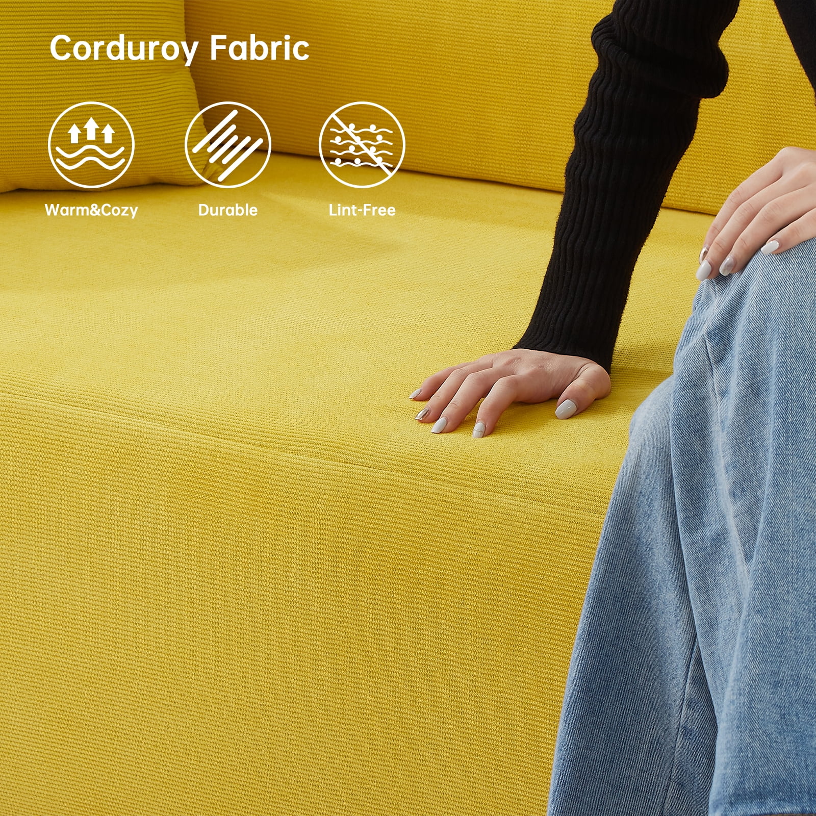 Floor Sofa Sofa-in-a-Box, No Installation & Easy to Transport Memory Foam With Individual Pocket Springs Seat