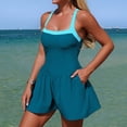 thumbnail image 2 of Xijirk One Piece Swimsuit Women,Color Swimwear Skirted Bottom with Side Pockets Bathing Suit Comfortable Flowy One Piece Swimsuit Practical Swimwear for Beach Pool,Swimsuit for Women,XL,Blue, 2 of 7