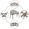 thumbnail image 4 of Tcbosik 38.5" Vintage Garden Bench, Decorative Rose Pattern Cast Aluminum Seat, Weather-Resistant Outdoor Bench for Patio/Lawn/Balcony/Porch, Bronze, 4 of 9