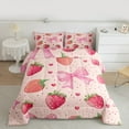 thumbnail image 2 of Manfei Girly Pink Bowknot Bedding Comforter Set for Kids, Strawberry Fruit Twin Comforter Sets, Princess Love Heart Reversible Bedding Set, Luxury Bedroom Decor, 2 Pieces, 2 of 8