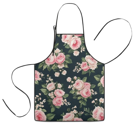 Pioneer Flower Floral Print Pattern Kids Aprons for Girls and Boys,Adjustable Neck Strap Toddler Aprons for Kids Cooking Baking