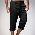 thumbnail image 5 of Xcmzpl Capri Pants for Men Chino Cargo Pants Elastic Waist Rolled Capris Solid Baggy Harem Cropped Trousers with Pockets, 5 of 8