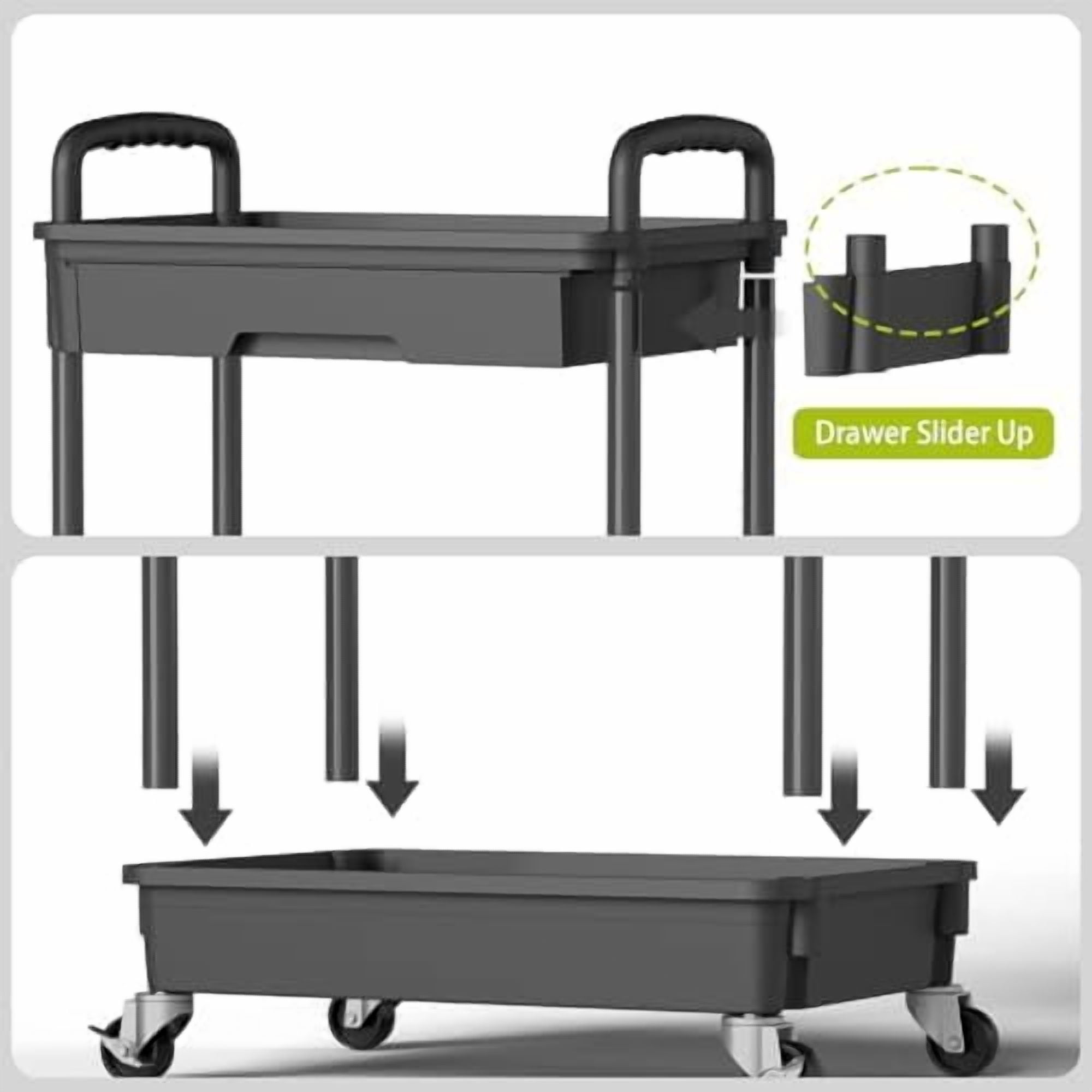5 Tier Rolling Cart Organizer,Bathroom Cart Organizers with Wheels Laundry Room Organization Mobile Shelving Unit Utility Cart Storage Shelves Multi-Functional for Office, Home(Black)