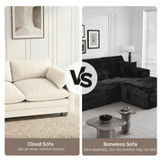 Cloud Like Modular Sectional Sofa with Movable Ottoman, Deep Seating with Lumbar Support, Machine-Washable Corduroy Cover - Beige