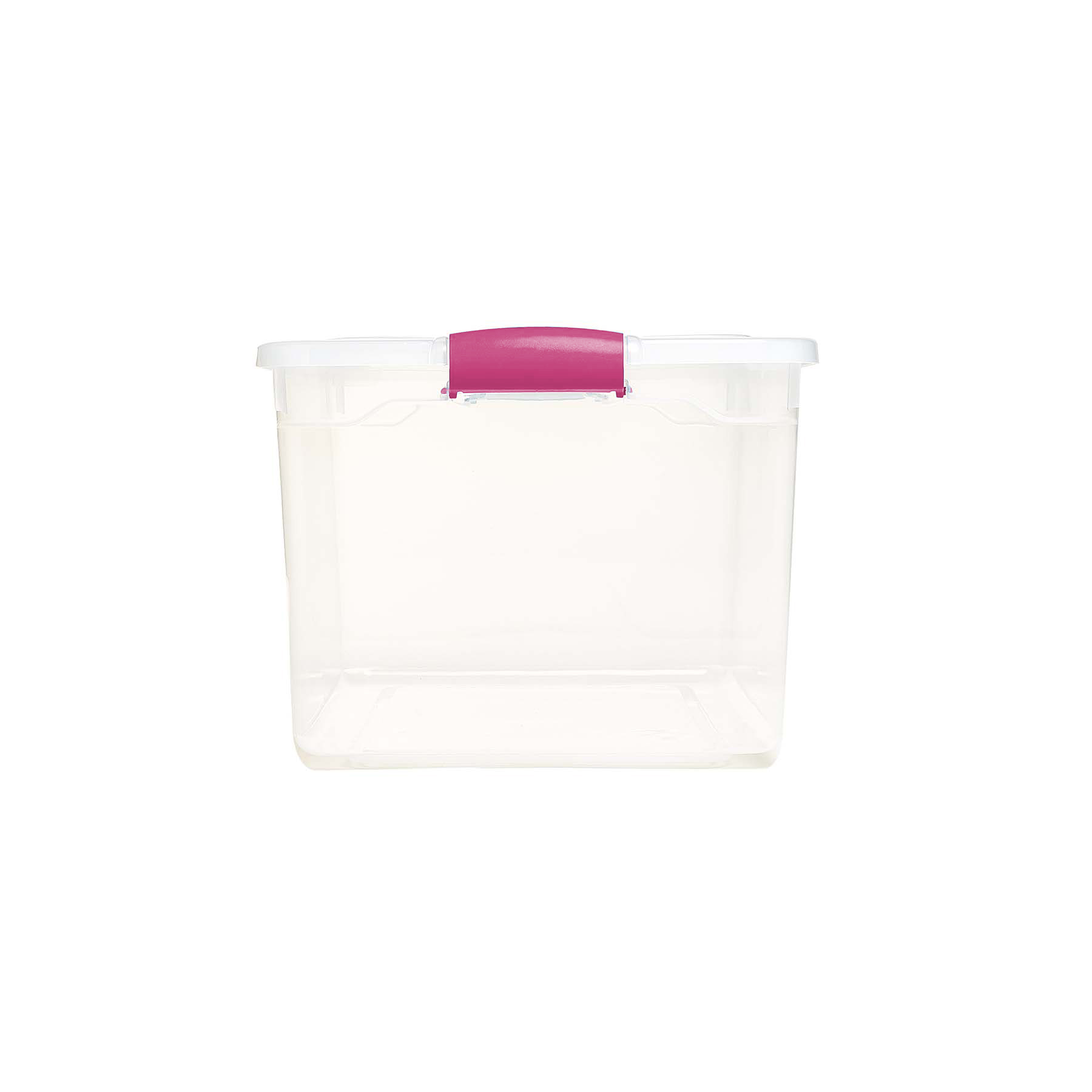 Homz 14 Gallon Plastic Storage Container with Lid, Clear and Pink