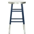 thumbnail image 2 of SAFAVIEH Kenzie Iron Silver Dipped 24" Counterstool, Navy, 2 of 7