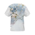 thumbnail image 5 of Odbmxy Plus Size Blouses for Women Summer Lace Short Sleeve Womens Tops Casual Camping Shiny Loose Floral Tops, 5 of 5