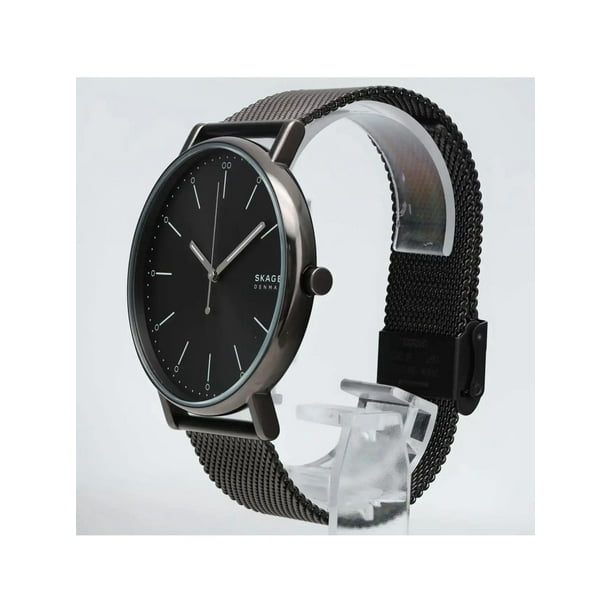 New Skagen Signatur Steel 45mm Gunmetal Gray Dial Mesh Men Quartz Watch SKW6549