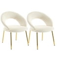thumbnail image 2 of Modern Velvet Dining Chairs Set of 2, Comfort Accent Chairs with Curved Open Backrest and Metal Legs, Upholstered Dining Room Chair for Living Room, Bedroom, Kitchen, White, 2 of 9