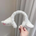 thumbnail image 4 of Xinwanna Hair Hoop Sheep Ear Design Plush Headband Bowknot Bell Decor White Hairband Makeup Washing Accessory (Type A), 4 of 13