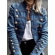 thumbnail image 3 of Abrigo vaquero vintage para mujer, nueva moda europea americana de otoño, top ajustado, chaquetas cruzadas elegantes que combinan con todo, 3 of 4