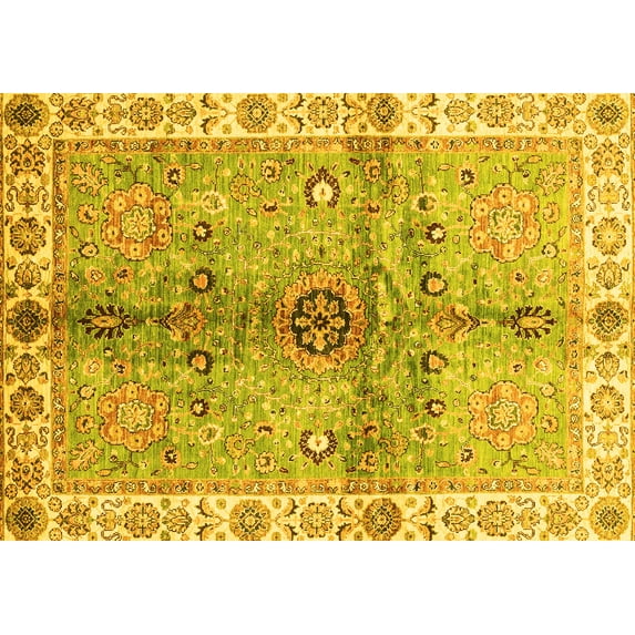 Ahgly Company Indoor Rectangle Oriental Yellow Traditional Area Rugs, 5' x 8'