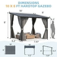 thumbnail image 2 of AECOJOY 10' x 8' Lean to Gazebo with Netting and Curtain Outdoor Hardtop Gazebo Aluminum Metal Pergola ​For Garden, Patio, Backyard-​Dark ​Gray, 2 of 9