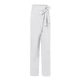 thumbnail image 4 of up to 60% off Gifts Usmixi Womens Loose Straight Leg Pants Casual Solid High Waist Plus Size Trousers Comfy Breathable Cotton Linen Leisure Wear Belt Long Pants with Pocket White m, 4 of 5