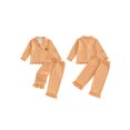 thumbnail image 2 of RUINIXCW Toddler Baby Girl Halloween Pumpkin Pajamas Set Kids Little Girl Fall Winter PJS Set Sleepwear Stripe Button Down Long Sleeve Shirt Pants Set Loungewear Homewear, 2 of 9