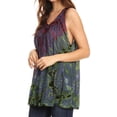 thumbnail image 3 of Sakkas Sana Tie Dye Sleeveless Embroidered V-Neck Tank Tunic Top Blouse / Cover Up - Raspberry - One Size Regular, 3 of 5