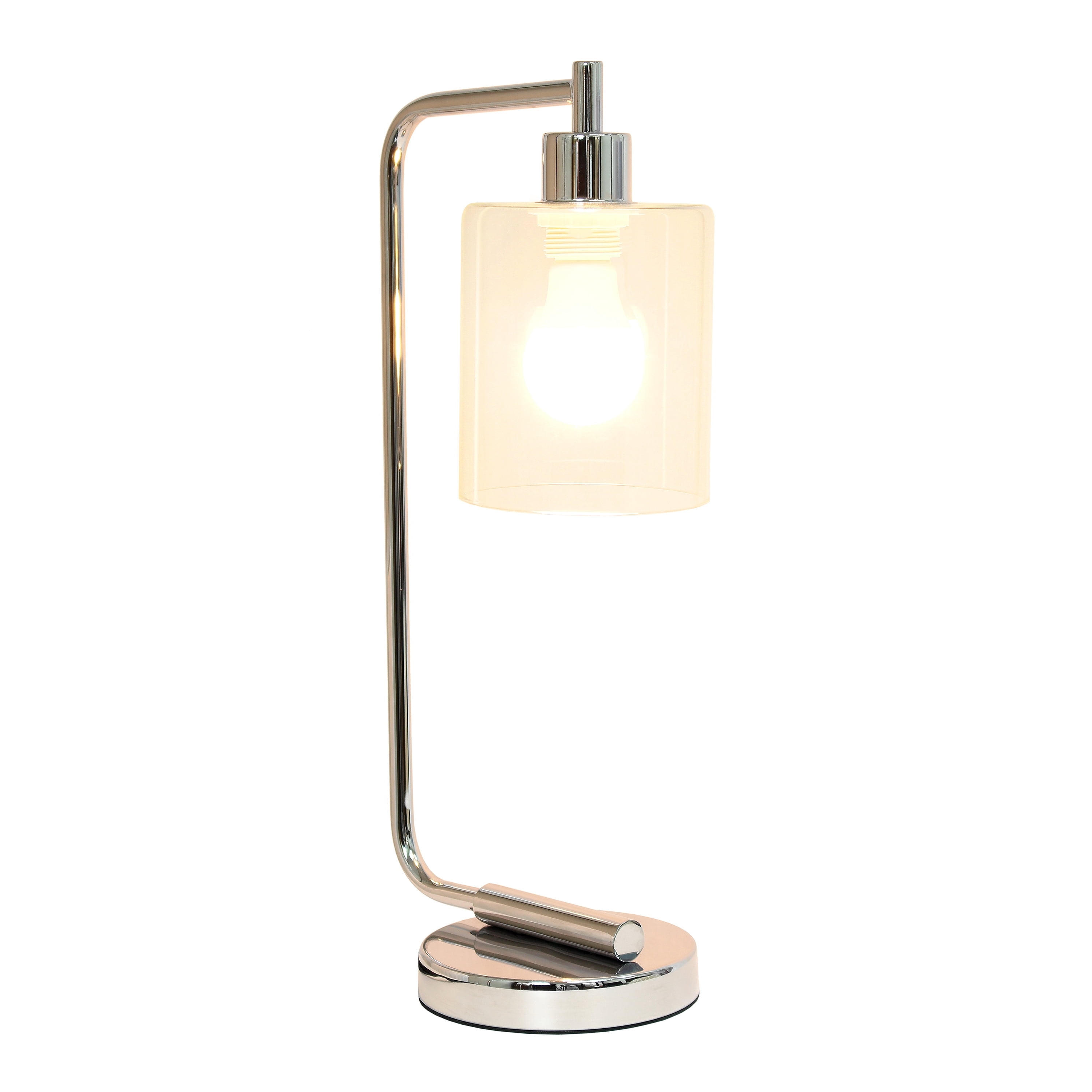 Creekwood Home 18.8" Vintage Industrial Curved Arm Desk Lamp with LED Bulb, Chrome