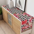 thumbnail image 4 of Pink Valentine's Day Table Runner 36 Inches Long Farmhouse Dress Scarves, Love Heart Roses Gnomes Truck Plaid Dining Tablerunner for Coffee Table/Kitchen Island/Party Décor, Small 13" x 36", 4 of 8