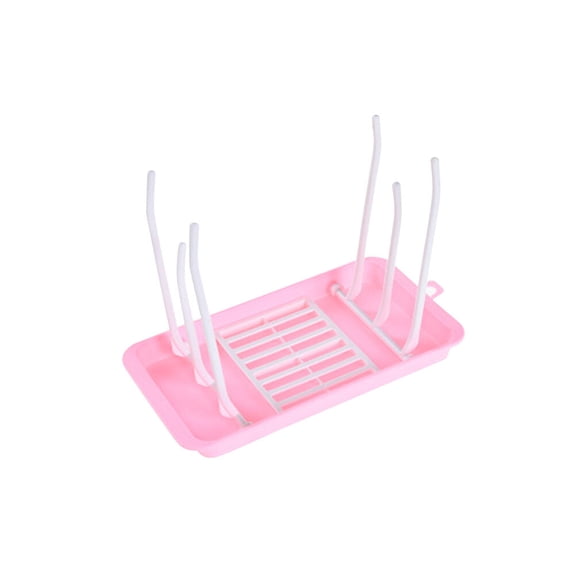 Baby Bottle Drying Rack Foldable Bottle Nipples Cups Countertop Dryer Rack Holder for Baby Toddler Infants (Pink)