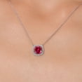 thumbnail image 3 of Gem Stone King 10K White Gold Red Created Ruby and White Lab Grown Diamond Pendant Necklace for Women | 1.11 Cttw | Gemstone July Birthstone | Cushion 6MM | With 18 inch Chain, 3 of 6