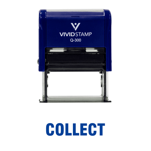 Vivid Stamp COLLECT Self Inking Rubber Stamp (Blue Ink) - Large