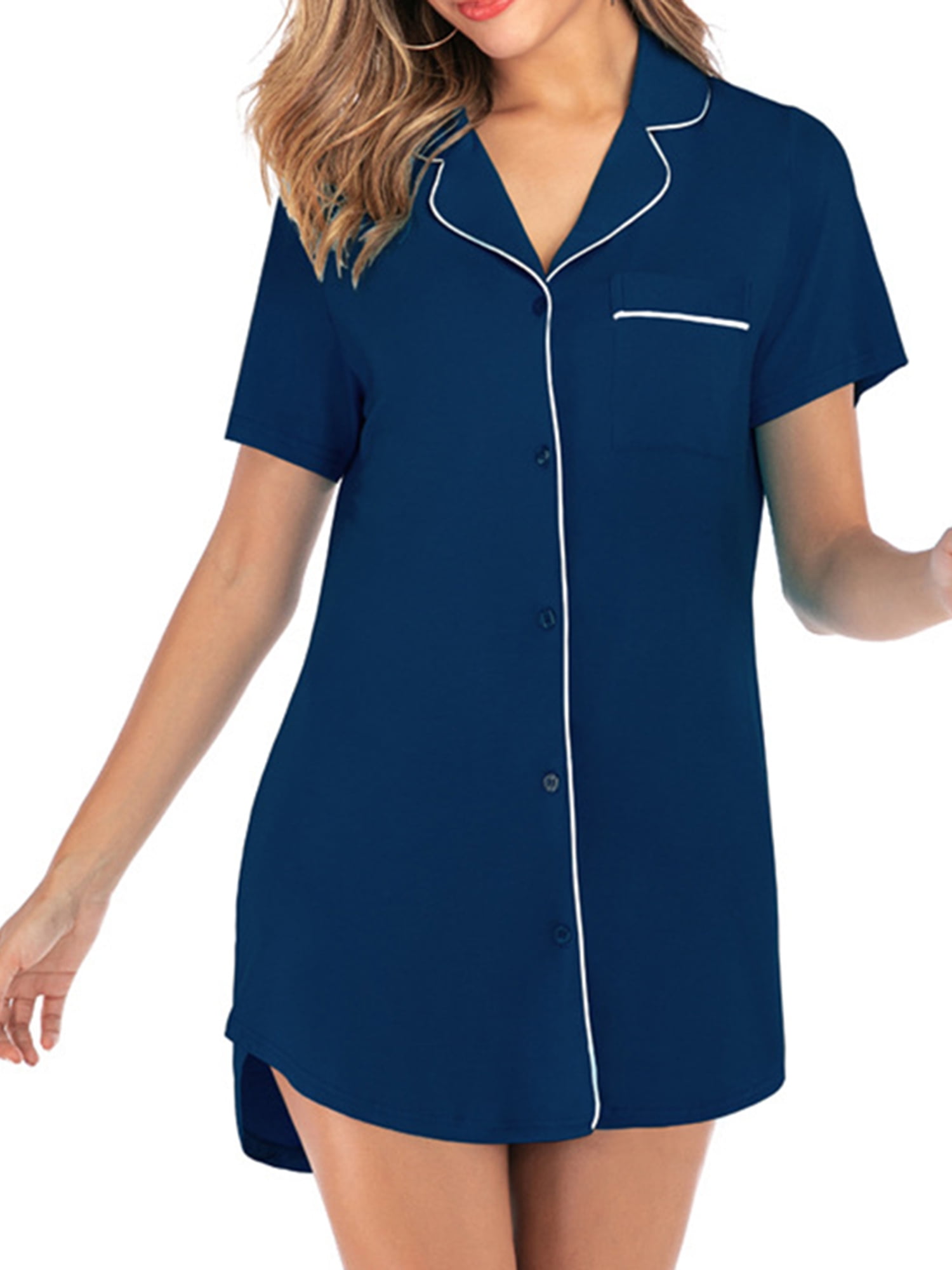 Short Sleeve V Neck Night Shirts for Women Short Sleeve Sleep Shrits S-XXL Annenmy Nightgowns for women