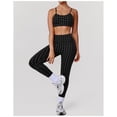 thumbnail image 4 of PISONIC Polka Point Workout Sets for Women 2 Piece Spaghetti Straps Cross Back Sports Bra Matching High Waist Legging Gym Yoga Pilates Outfits, 4 of 8