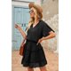 thumbnail image 3 of ABPHQTO Mini vestido negro con cuello en V y volantes para mujer, 3 of 5