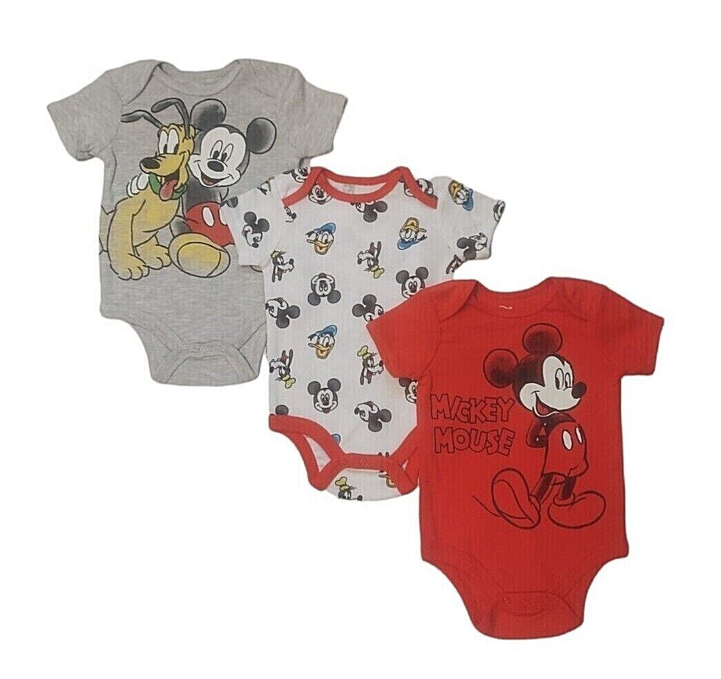 Disney Mickey Mouse Baby Boys Girls Bodysuits Babygrows Peleles 2-Pack 100% algodón 0-24 meses 
