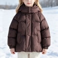 thumbnail image 2 of NOLDARES Girls' Boys' Hooded Puffer Jacket Winter Warm Down Ski Jacket Coat for Little & Big Kid,A048-Coffee, 2 of 9