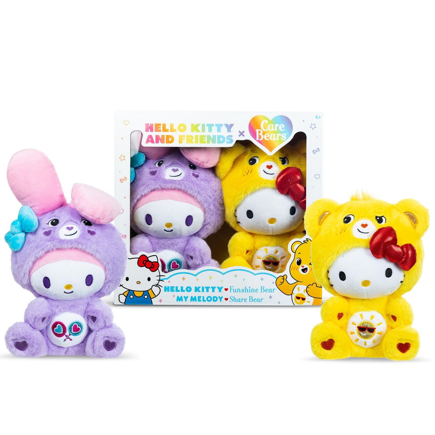 Care Bears Hello Kitty, lot de 2 peluches, Funshine et Share
