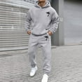 thumbnail image 4 of Men's Suits Product Title for Men Casual Solid Two Piece Hooded Sports Set with Raglan Sleeve Drawstring Pant Set, 4 of 5