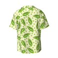 thumbnail image 6 of Lsque Green Peas print Men's Cuban Collar Short Sleeve Shirt Summer Beachwear Casual Button Down Fashionable Vacation Leisure Shirt-Small, 6 of 7