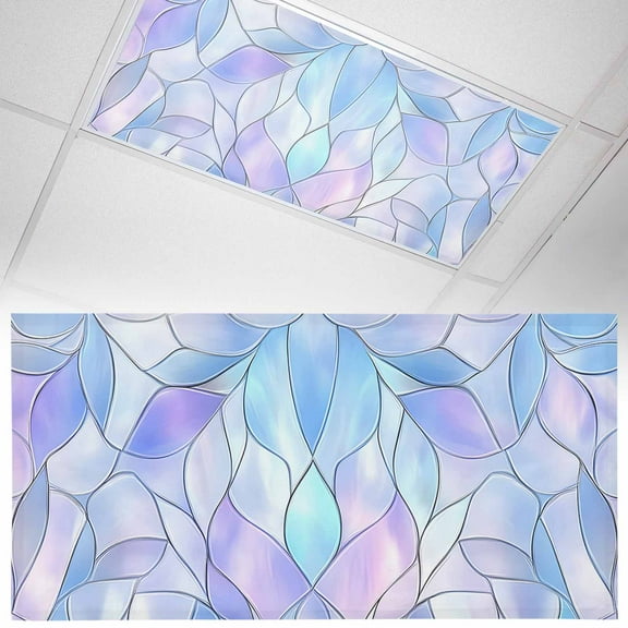 1 Pack Abstract Art Fluorescent Light Covers for Ceiling Lights Gradient Stained Glass Fragments Modern Magnetic Ceiling Light Covers Overhead Light Filters for Office Classroom Home
