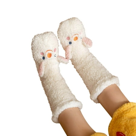 

kpoplk Christmas Socks For Women Winter Fashion Bedroom For Women Wearing Plush Carpet Socks Plush Thickened Sleep Snow Socks(Hot Pink)