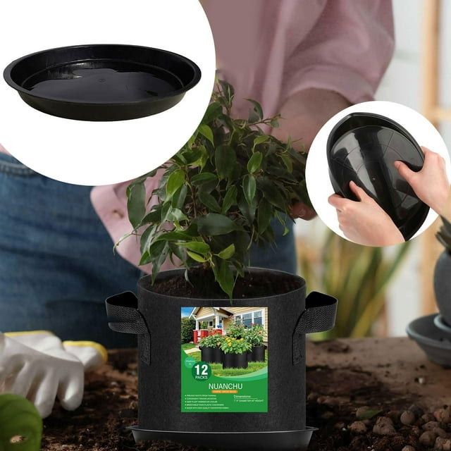 Pot de Fleurs Rond avec Base à Bord Plat Plateau Attrape-Eau Pots de Fleurs avec Plat Pot de Fleurs Pendentif Lumière Supports de Pots de Fleurs pour Intérieur avec Poignée Petite Fleur pour Intérieur