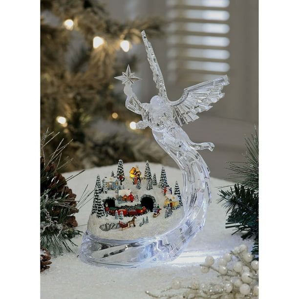 Set of 2 Clear and Red Angel Village Christmas LED Lighted