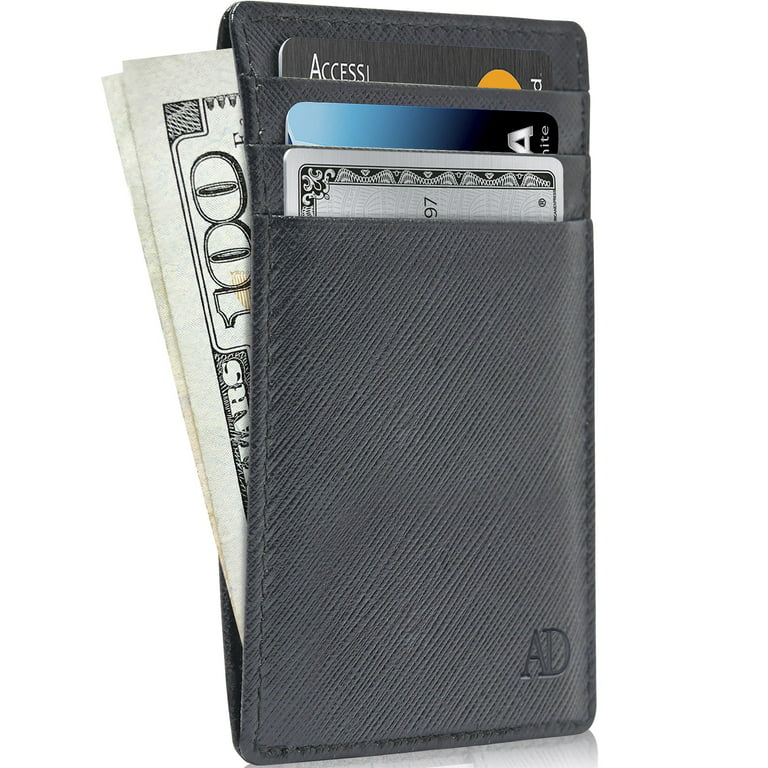 Politiebureau enkel en alleen Negende Slim Minimalist Wallets For Men & Women - Genuine Leather Credit Card Holder  Front Pocket RFID Blocking Wallet With Gift Box - Walmart.com