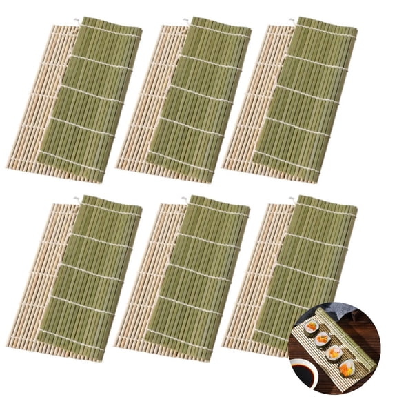 6 Pcs Bamboo Sushi Roller Mat - 9.4 x 9.4 Inch Sushi Making Mat | Natural Bamboo Non Stick Sushi Roller, Professional Sushi Making Tools for Home Cooking