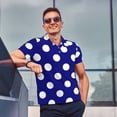 thumbnail image 4 of Wukai Navy And White Polka Dot Men’s Polo Shirts Sleeve,Camisas Polo Para Hombre,True Classic Tees Men-4X-Large, 4 of 6