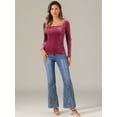 thumbnail image 4 of DARING DIVA Women's Velvet Square Neck Top T-Shirt Blouse L Hot Pink, 4 of 6
